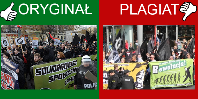 Czarne flagi używane do tej pory przez anarchistów, pojawiające się obecnie na demonstracjach nacjonalistów